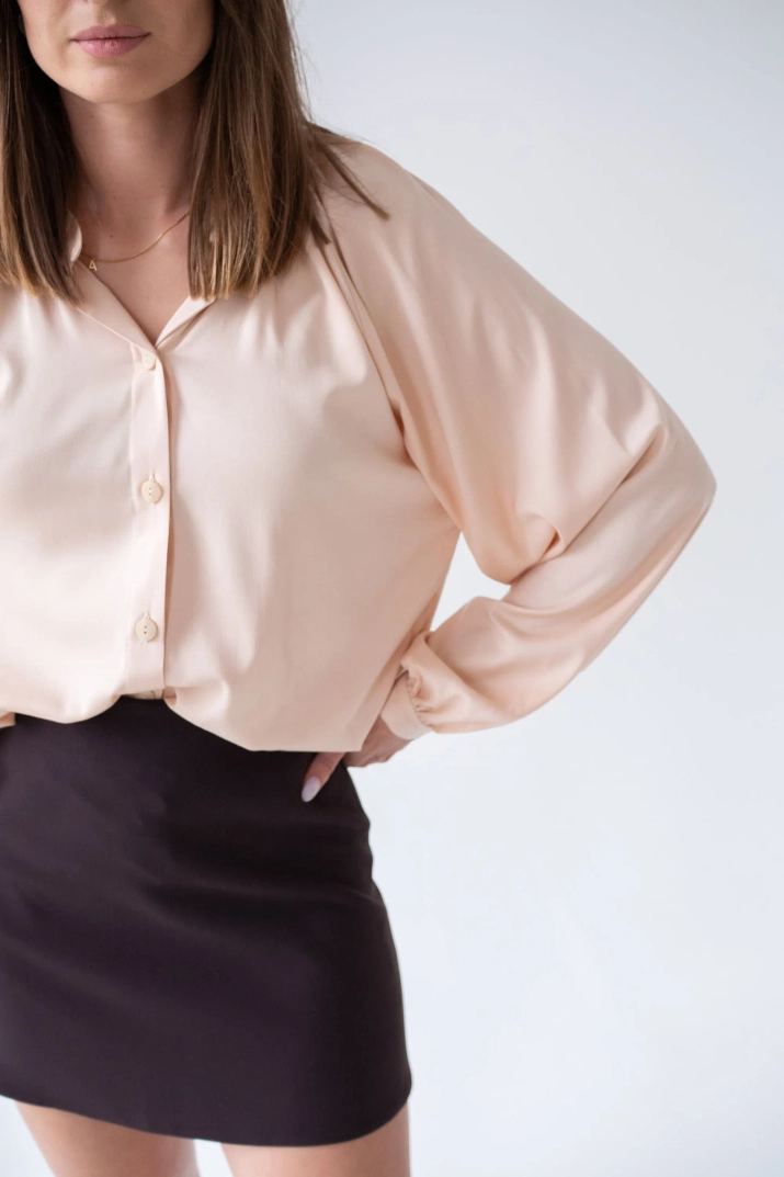 Zestaw: Koszula LIRIO beżowa + spódniczka LILA brązowa