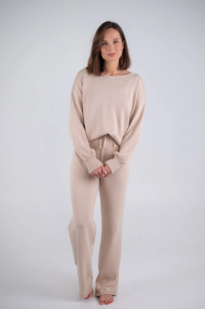 Dzianinowy komplet beżowy FLORES