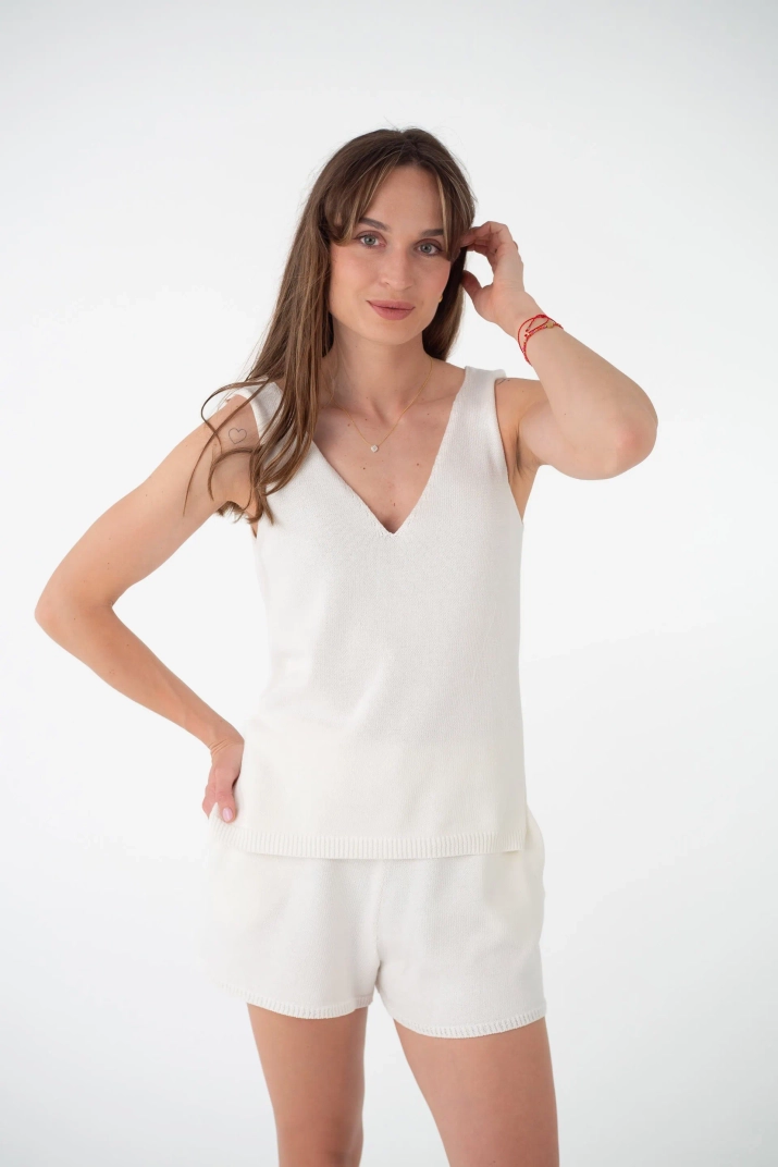 Dzianinowa bluzka PERAL biała