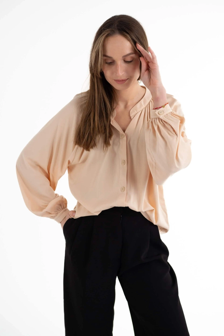 Koszula oversize beżowa szerokie rękawy LIRIO